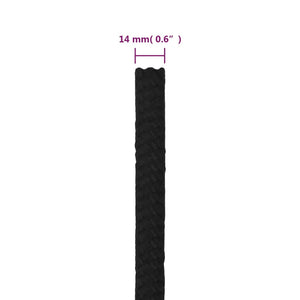 vidaXL Work Rope Black 14 mm 50 m Polyester