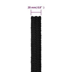 vidaXL Work Rope Black 20 mm 100 m Polyester