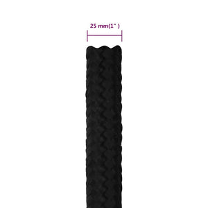 vidaXL Work Rope Black 25 mm 50 m Polyester