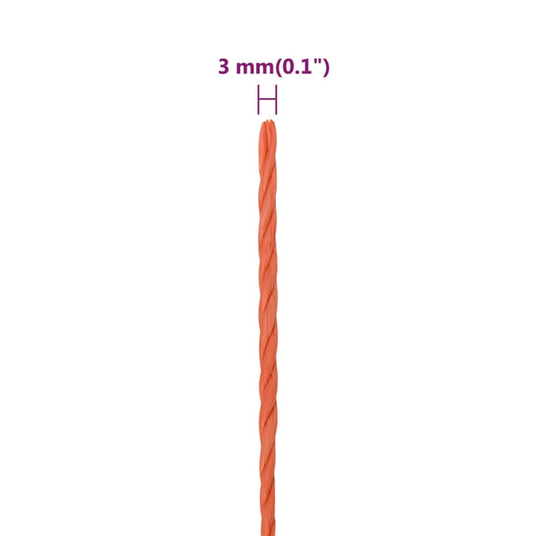 vidaXL Work Rope Orange 3 mm 25 m Polypropylene