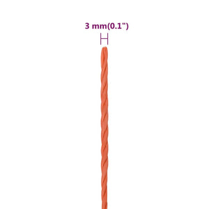 vidaXL Work Rope Orange 3 mm 250 m Polypropylene