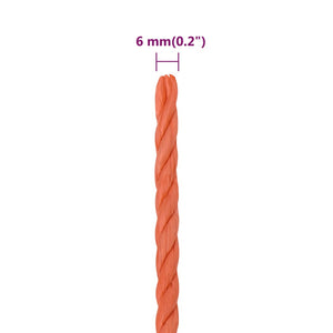 vidaXL Work Rope Orange 6 mm 100 m Polypropylene