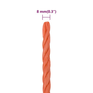 vidaXL Work Rope Orange 8 mm 25 m Polypropylene