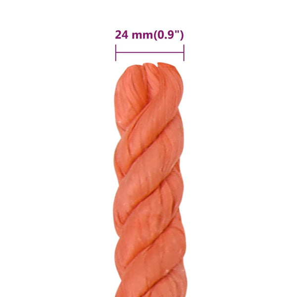 vidaXL Work Rope Orange 24 mm 25 m Polypropylene