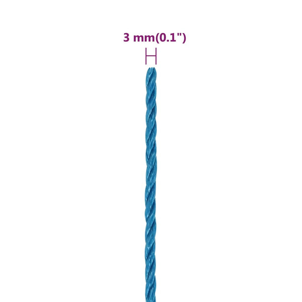 vidaXL Work Rope Blue 3 mm 250 m Polypropylene