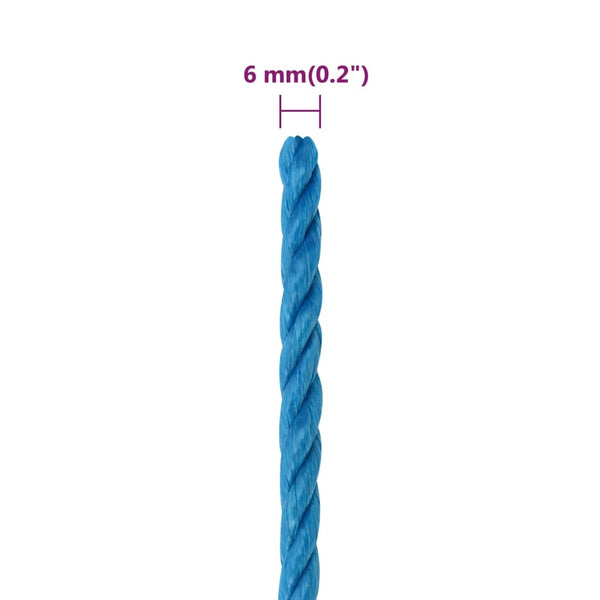 vidaXL Mooring Rope Blue 6 mm 100 m Polypropylene