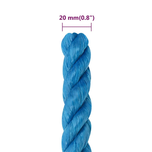 vidaXL Mooring Rope Blue 20 mm 50 m Polypropylene