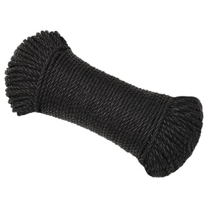vidaXL Work Rope Black 6 mm 25 m Polypropylene
