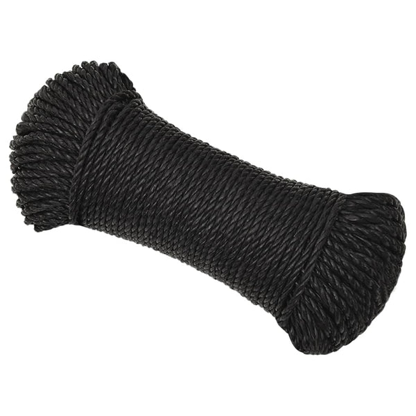 vidaXL Work Rope Black 6 mm 50 m Polypropylene