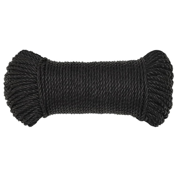 vidaXL Work Rope Black 6 mm 50 m Polypropylene