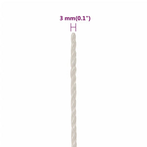 vidaXL Work Rope White 3 mm 25 m Polypropylene