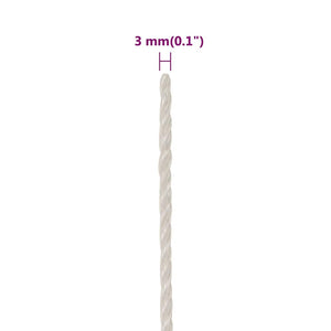 vidaXL Work Rope White 3 mm 100 m Polypropylene