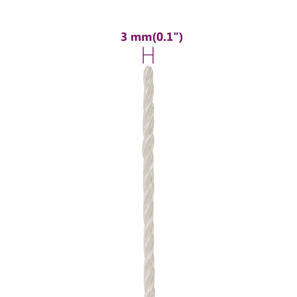 vidaXL Work Rope White 3 mm 100 m Polypropylene