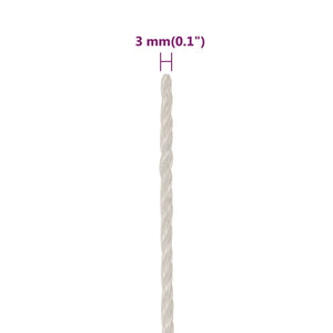vidaXL Working Rope White 3 mm 500 m Polypropylene