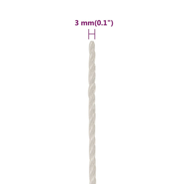 vidaXL Working Rope White 3 mm 500 m Polypropylene