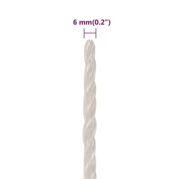 vidaXL Work Rope White 6 mm 50 m Polypropylene