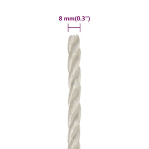 vidaXL Work Rope White 8 mm 25 m Polypropylene