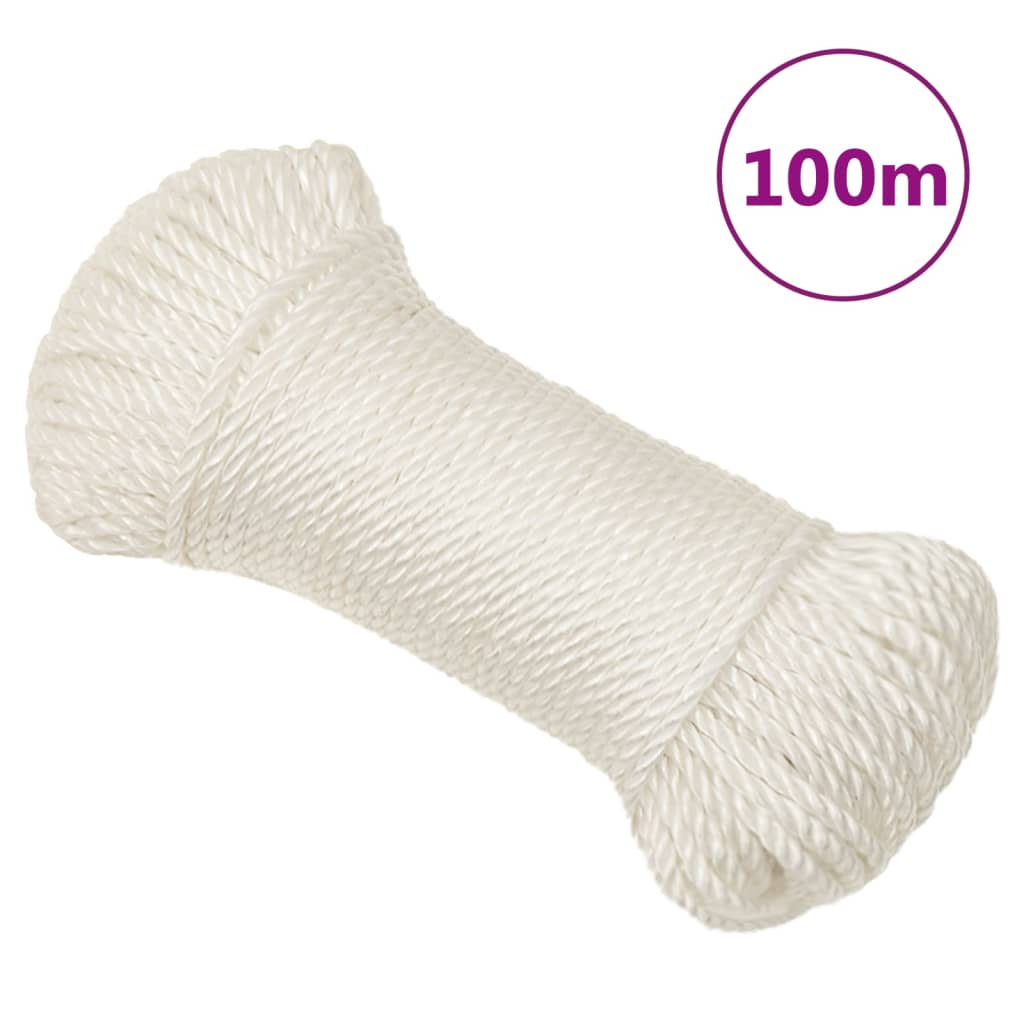 vidaXL Mooring Rope White 8 mm 100 m Polypropylene