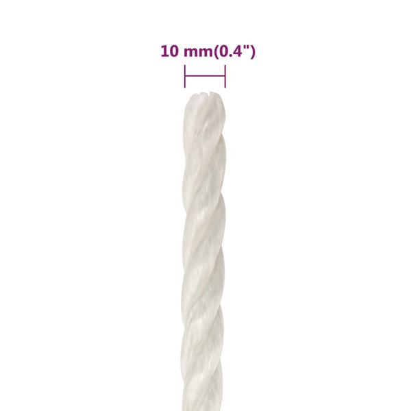 vidaXL Work Rope White 10 mm 25 m Polypropylene