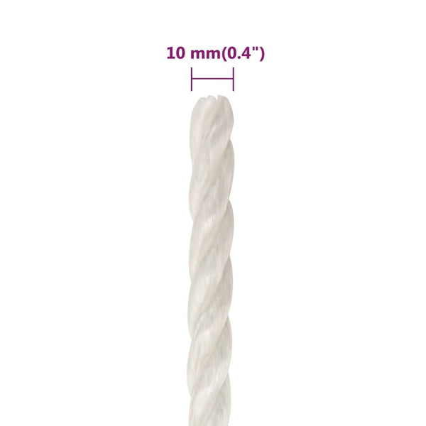 vidaXL Work Rope White 10 mm 50 m Polypropylene