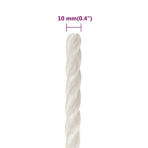 vidaXL Work Rope White 10 mm 100 m Polypropylene
