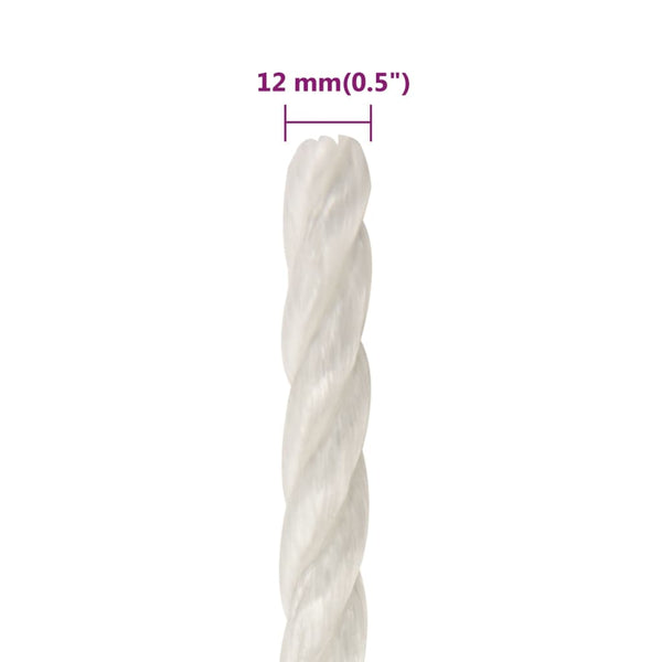 vidaXL Working Rope White 12 mm 25 m Polypropylene