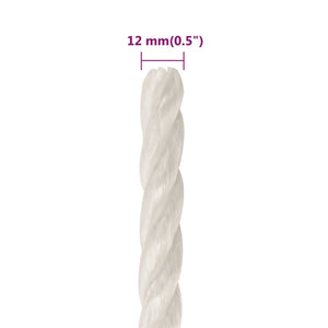 vidaXL Work Rope White 12 mm 100 m Polypropylene