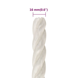vidaXL Working Rope White 16 mm 50 m Polypropylene