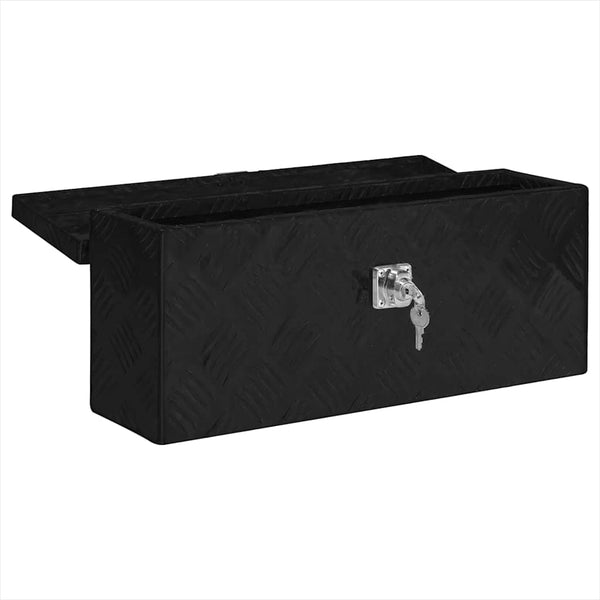 vidaXL Storage Box Black 50x15x20.5 cm Aluminum