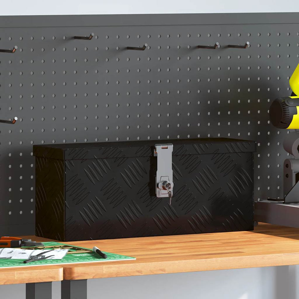 vidaXL Storage Box Black 50x15x20.5 cm Aluminum