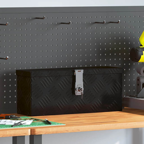 vidaXL Storage Box Black 50x15x20.5 cm Aluminum