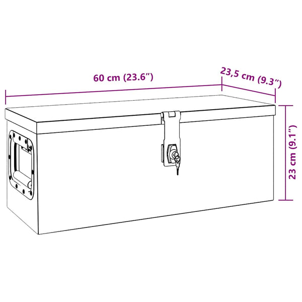 vidaXL Storage Box Silver 60x23.5x23 cm Aluminum