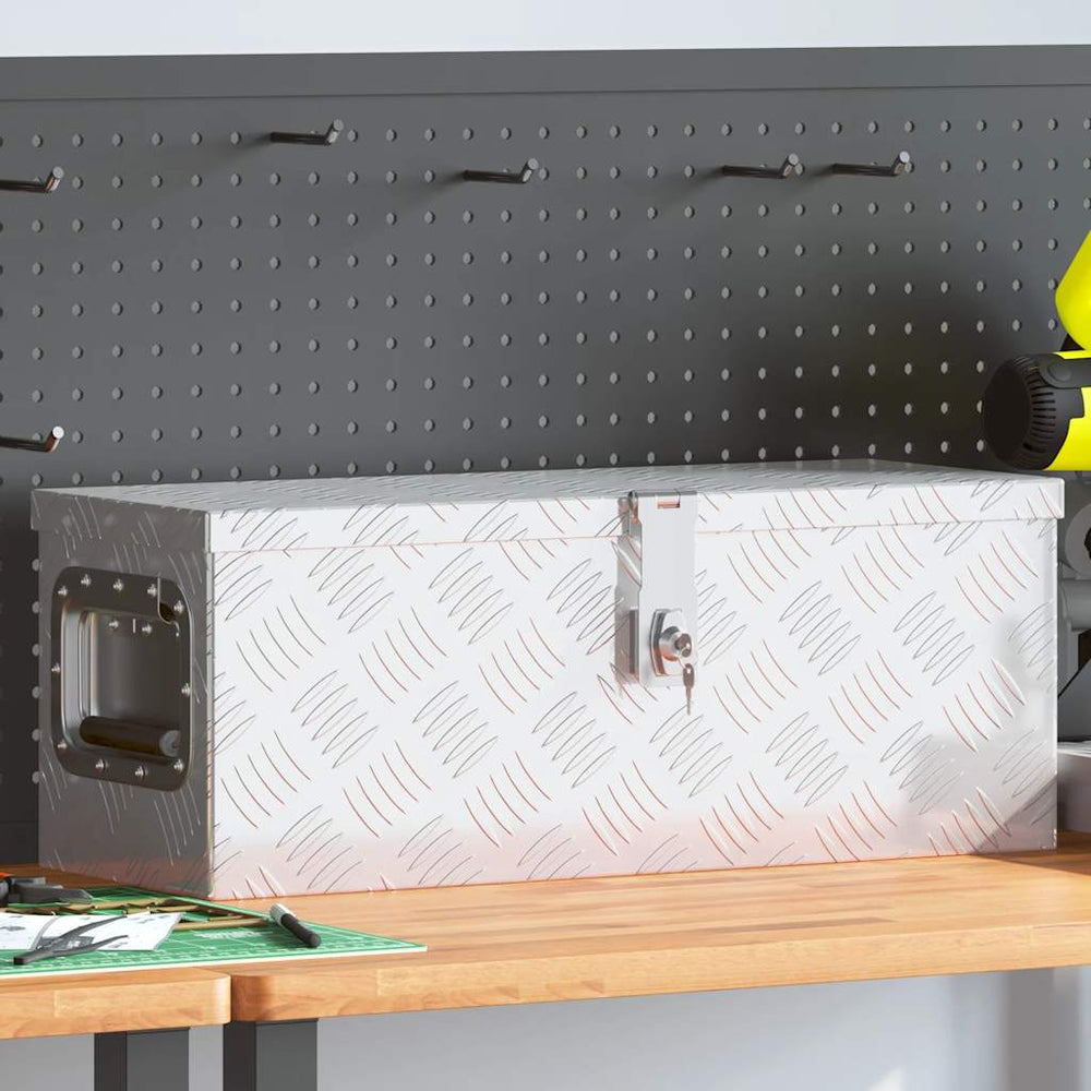 vidaXL Storage Box Silver 60x23.5x23 cm Aluminum