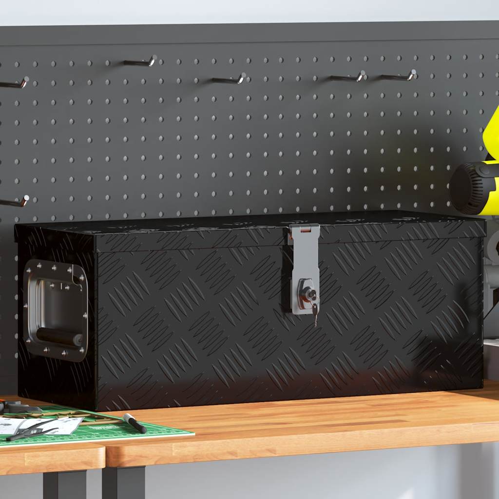 vidaXL Storage Box Black 60x23.5x23 cm Aluminium