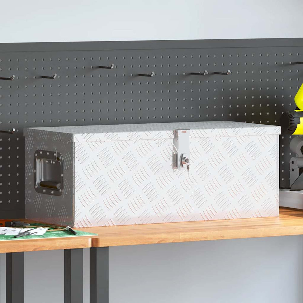 vidaXL Storage Box Silver 70x31x27 cm Aluminium