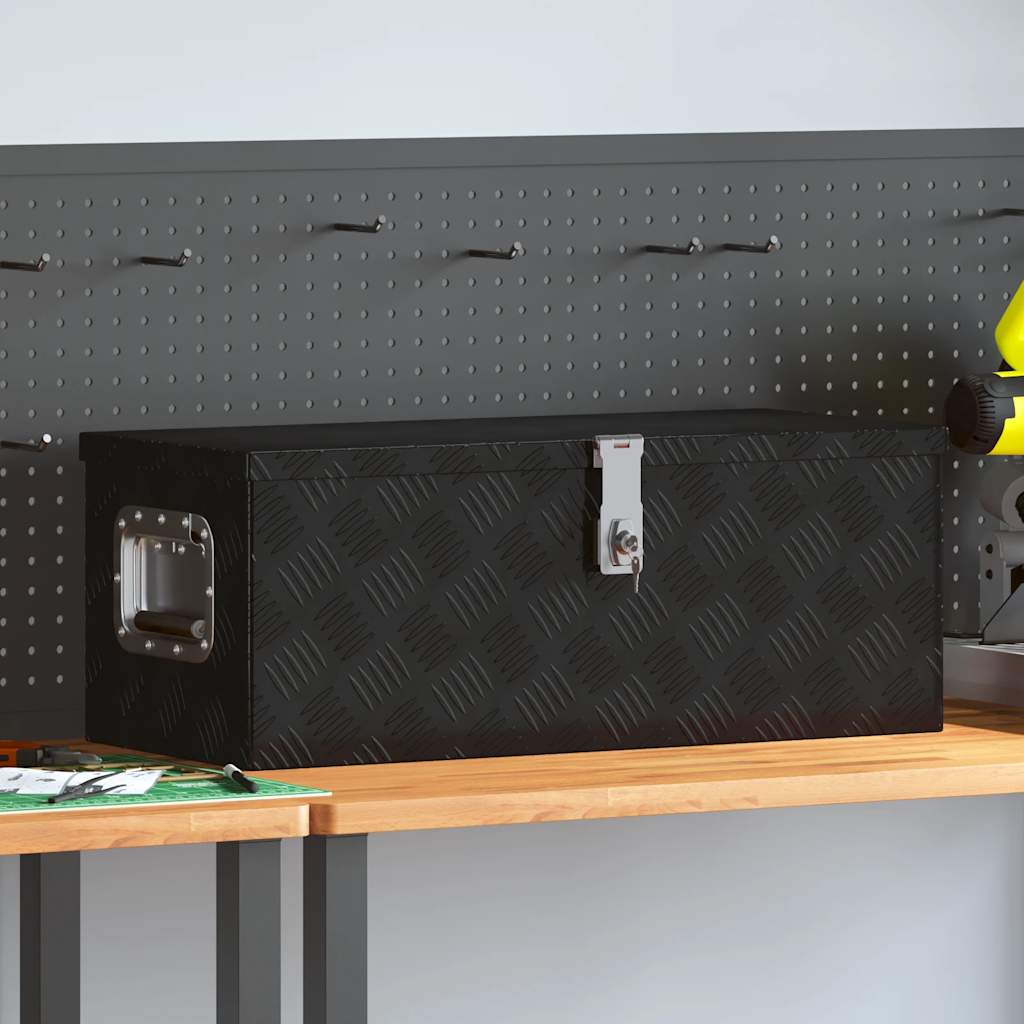 vidaXL Storage Box Black 70x31x27 cm Aluminum