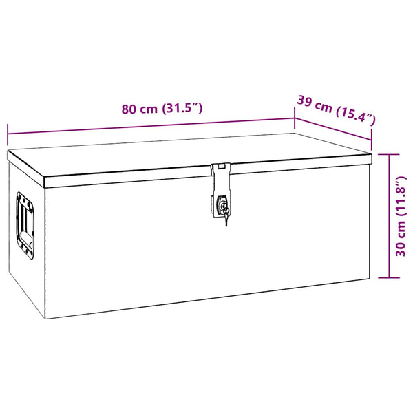 vidaXL Storage Box Black 80x39x30 cm Aluminium