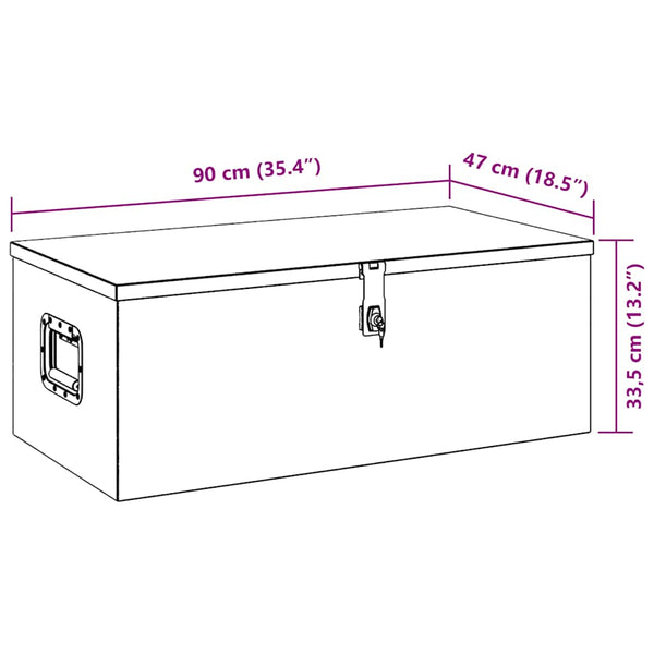 vidaXL Storage Box Black 90x47x33.5 cm Aluminium