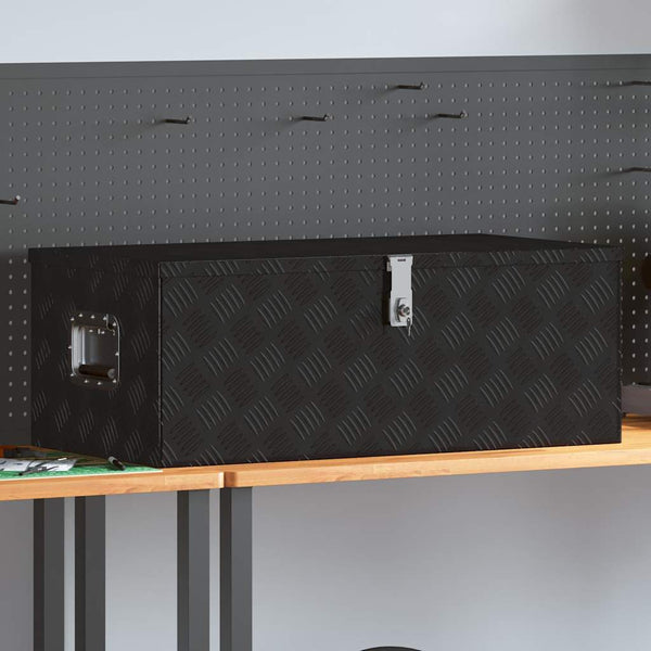 vidaXL Storage Box Black 90x47x33.5 cm Aluminium