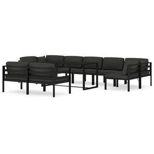 vidaXL 10-Piece Garden Lounge Set with Cushions Aluminum Anthracite