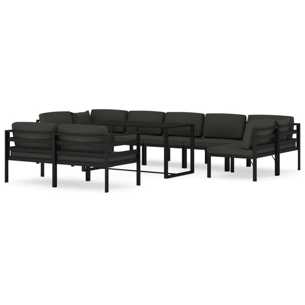 vidaXL 10-Piece Garden Lounge Set with Cushions Aluminum Anthracite