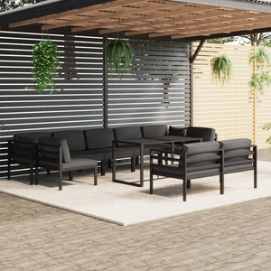 vidaXL 10-Piece Garden Lounge Set with Cushions Aluminum Anthracite