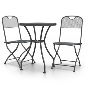 vidaXL 3-Piece Garden Dining Set Expanded Metal Mesh Anthracite