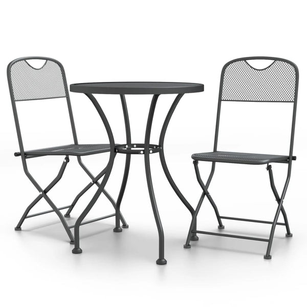 vidaXL 3-Piece Garden Dining Set Expanded Metal Mesh Anthracite