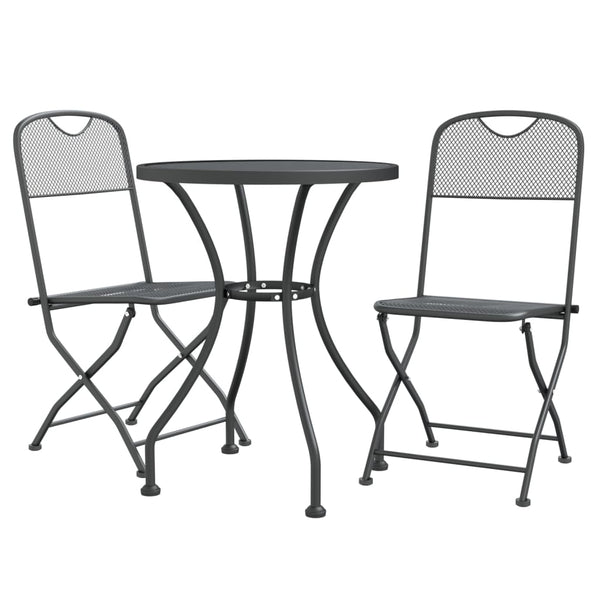 vidaXL 3-Piece Garden Dining Set Expanded Metal Mesh Anthracite