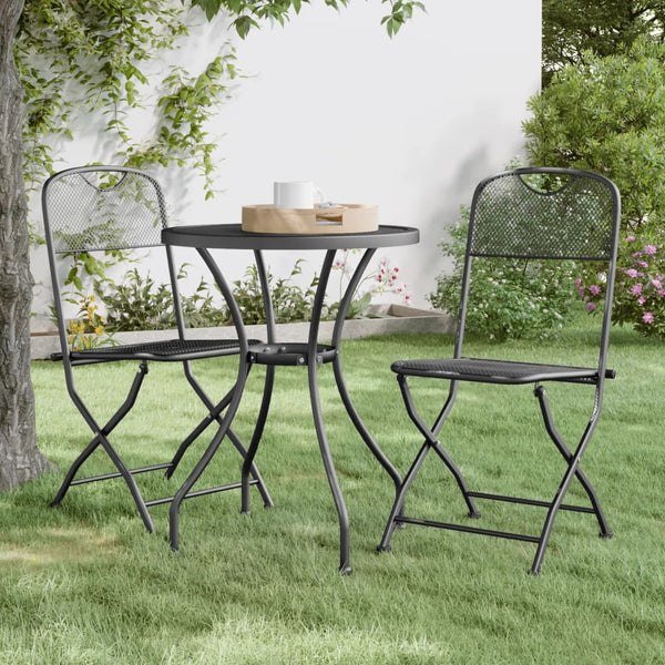 vidaXL 3-Piece Garden Dining Set Expanded Metal Mesh Anthracite