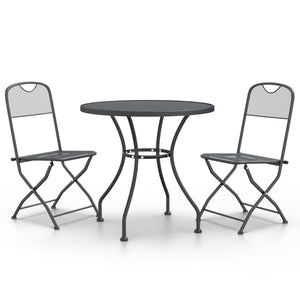 vidaXL 3-Piece Outdoor Dining Set Expanded Metal Anthracite