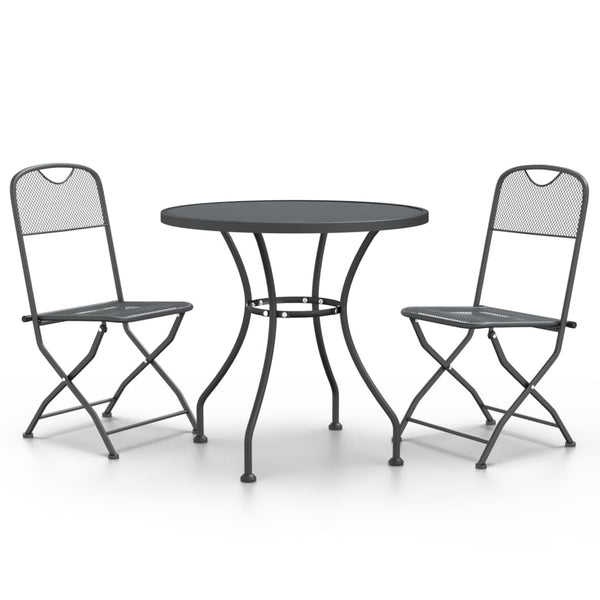 vidaXL 3-Piece Outdoor Dining Set Expanded Metal Anthracite