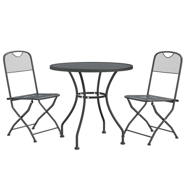 vidaXL 3-Piece Outdoor Dining Set Expanded Metal Anthracite