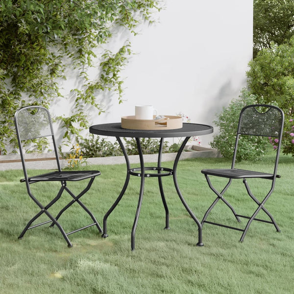 vidaXL 3-Piece Outdoor Dining Set Expanded Metal Anthracite